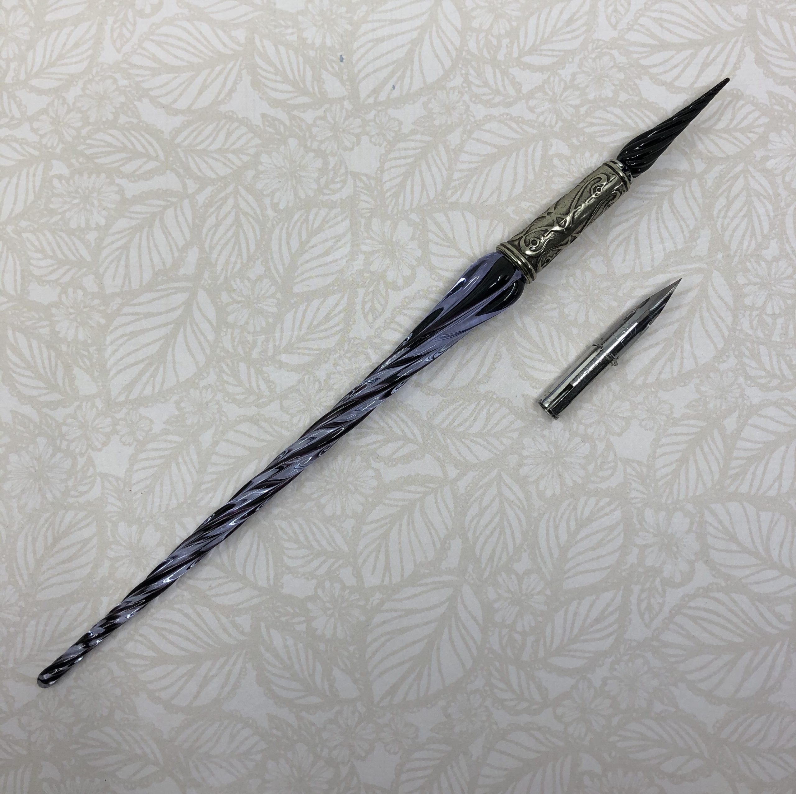 Bortoletti Entwined Glass Murano Glass Dipping Pen With Glass or Metal Nib  - The Well-Appointed Desk
